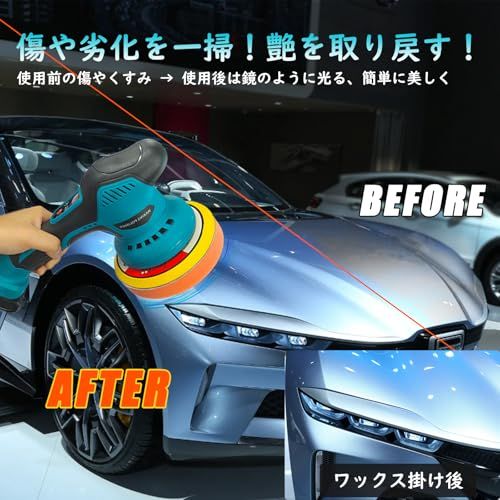 迅速に発送 2026アップグレード 電動ポリッシャー 車 ポリッシャー 8段変速 2800-6000 RPM 21 V mAh 最大150 mm対応 コードレス 充電式 研磨機 ワックス 鏡面磨き 傷消し ダブルアクション 車両メン 3 d 814719