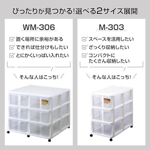  迅速に発送 天馬 Tenma たくさん収納できる衣装ケース 日本製 押入れ収納ケース キャスター付き中身の見えるクリアケース 引き出し収納ケース 組立式 色 ホワイト 型番 M-303 幅37×奥行70×高さ62.5 cm c 9 ad 4 f 06 その他 キッチン 食器