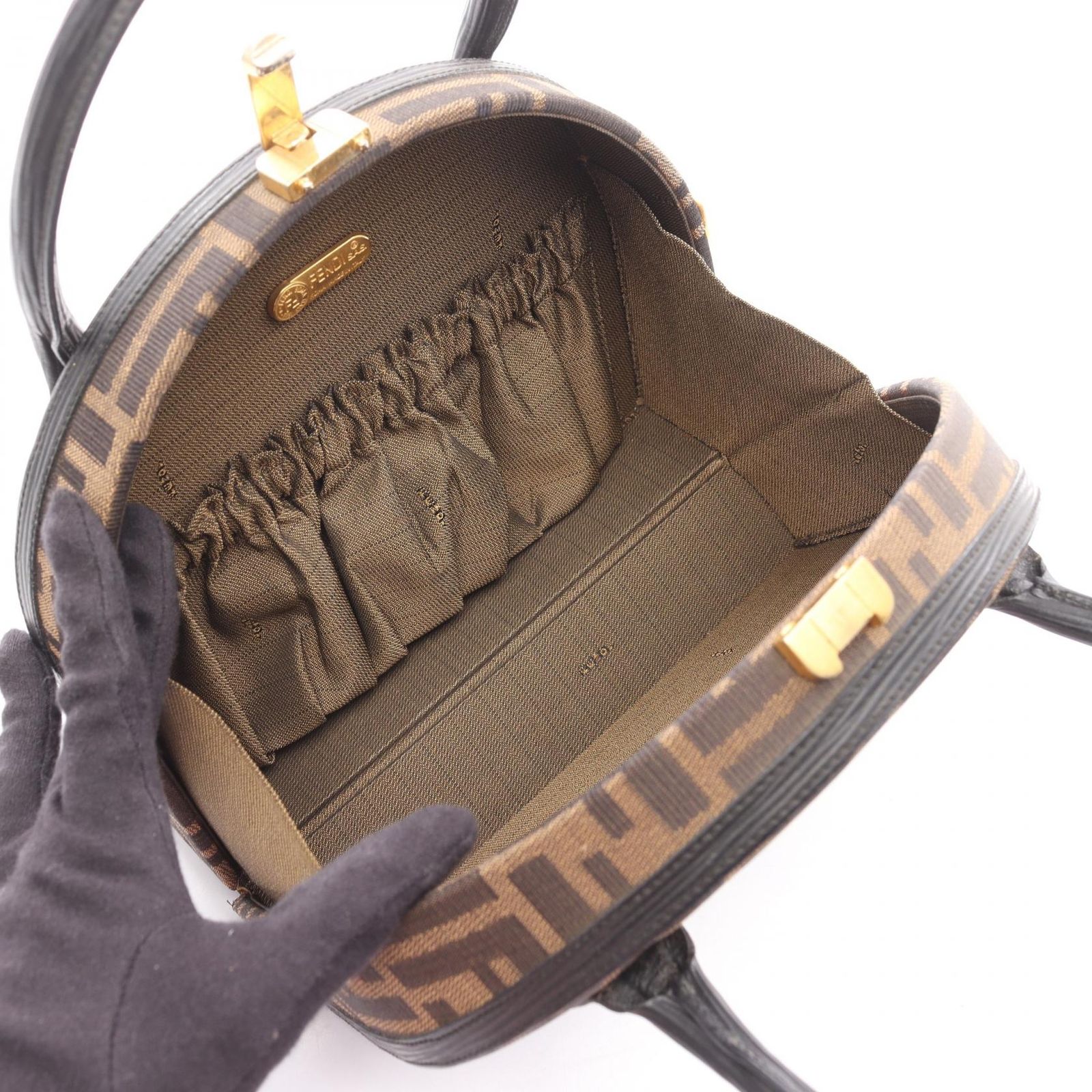 フェンディ FENDI ハンドバッグ ズッカ ブラック/ブラウン キャンバス