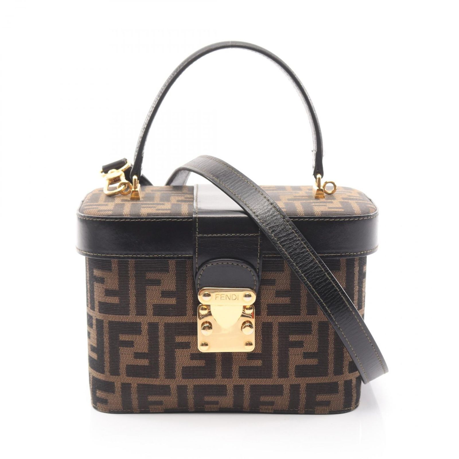 フェンディ FENDI ハンドバッグ ズッカ ブラック/ブラウン キャンバス