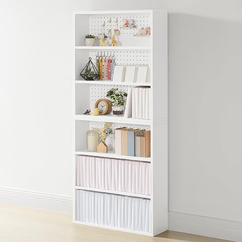 タンスのゲン TVCM放送中 飾れる コミックラック 本棚 6段 幅60 cm 奥行17 推し活 ラック 大容量 パンチングボード 収納 スリム 漫画 本 木製 おしゃれ 105549 彡 edaf 6108