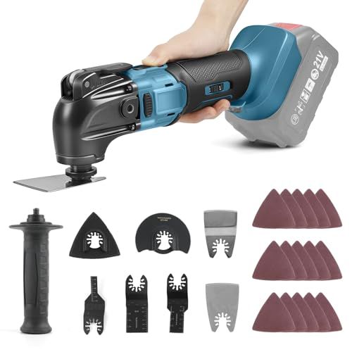 迅速に発送 充電式マルチツール マキタ18 Vバッテリー互換性 6段変速調整 4°振動角度 ブラシレスモーター搭載 高速切断 低振動 23点アクセサリー付き マルチツール電動工具 スクレーピング プレーナー 切断 錆落としに最適 アクセサリー 7 ccc 0415