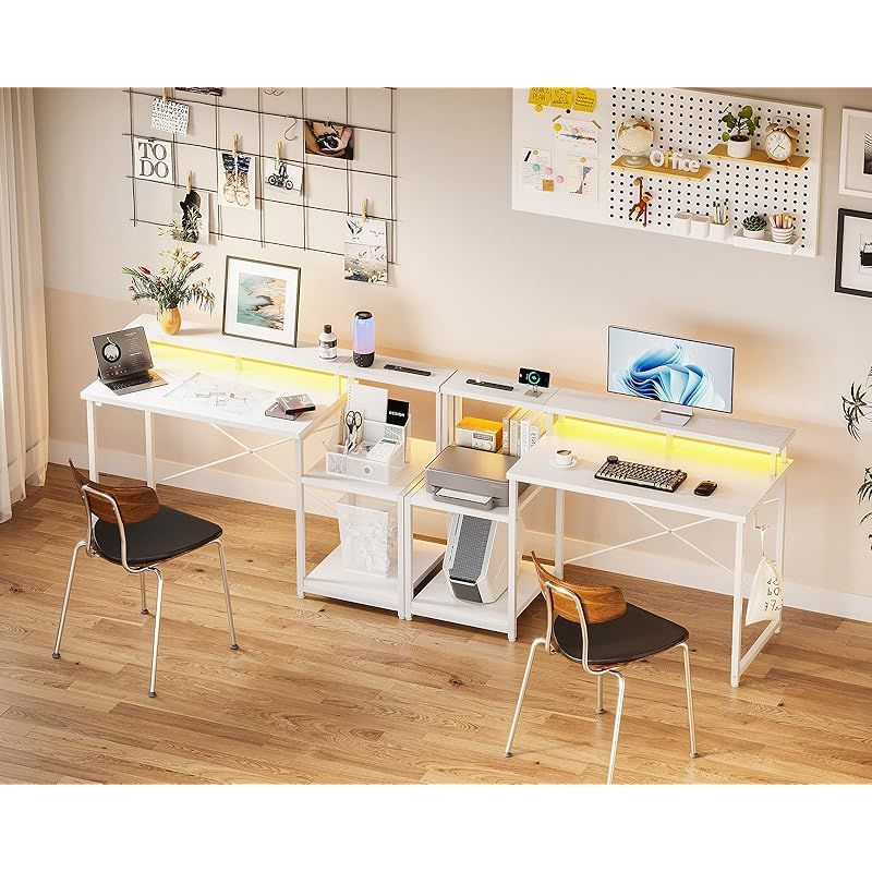 AODK デスク パソコンデスク ゲーミングデスク ラック&コンセント付き