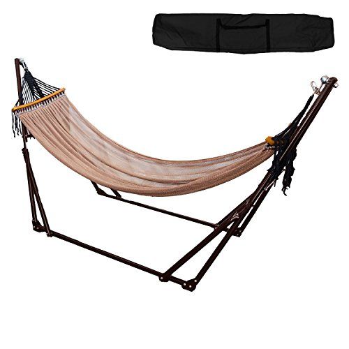MRG ハンモック 自立式 耐荷重 200 kg 2層メッシュ 室内 室外 兼用 ポータブル 折りたたみ 日本語説明書付き ブラウン×ブラウン m 0 ebf 098 d