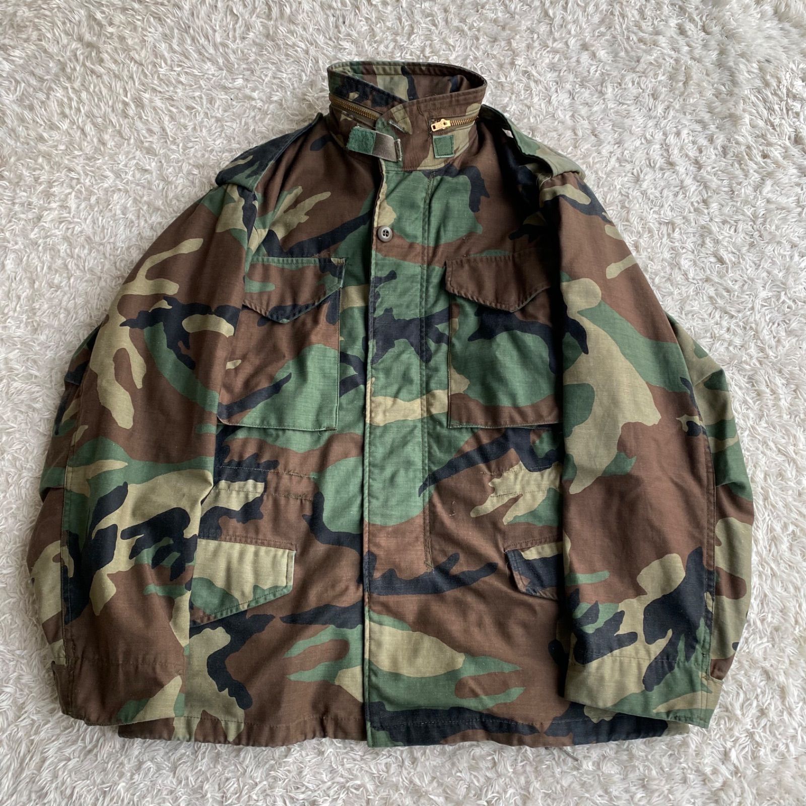 美品！80s 米軍 U.S.ARMY M-65 フィールドジャケット フード カモフラ 