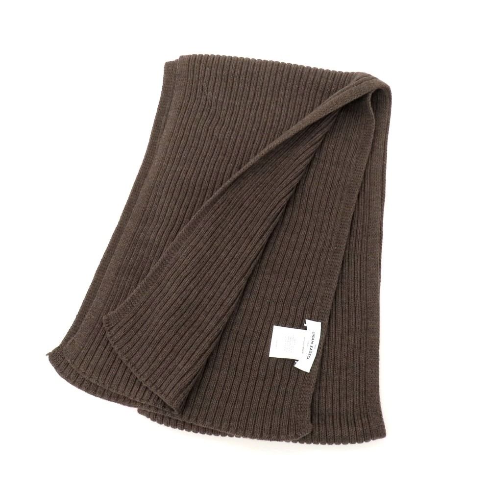【中古】グランサッソ GRAN SASSO ミドルゲージウール ニットマフラー グレイッシュブラウン【メンズ】 グランサッソ GRAN SASSO ミドルゲージウール ニットマフラー
