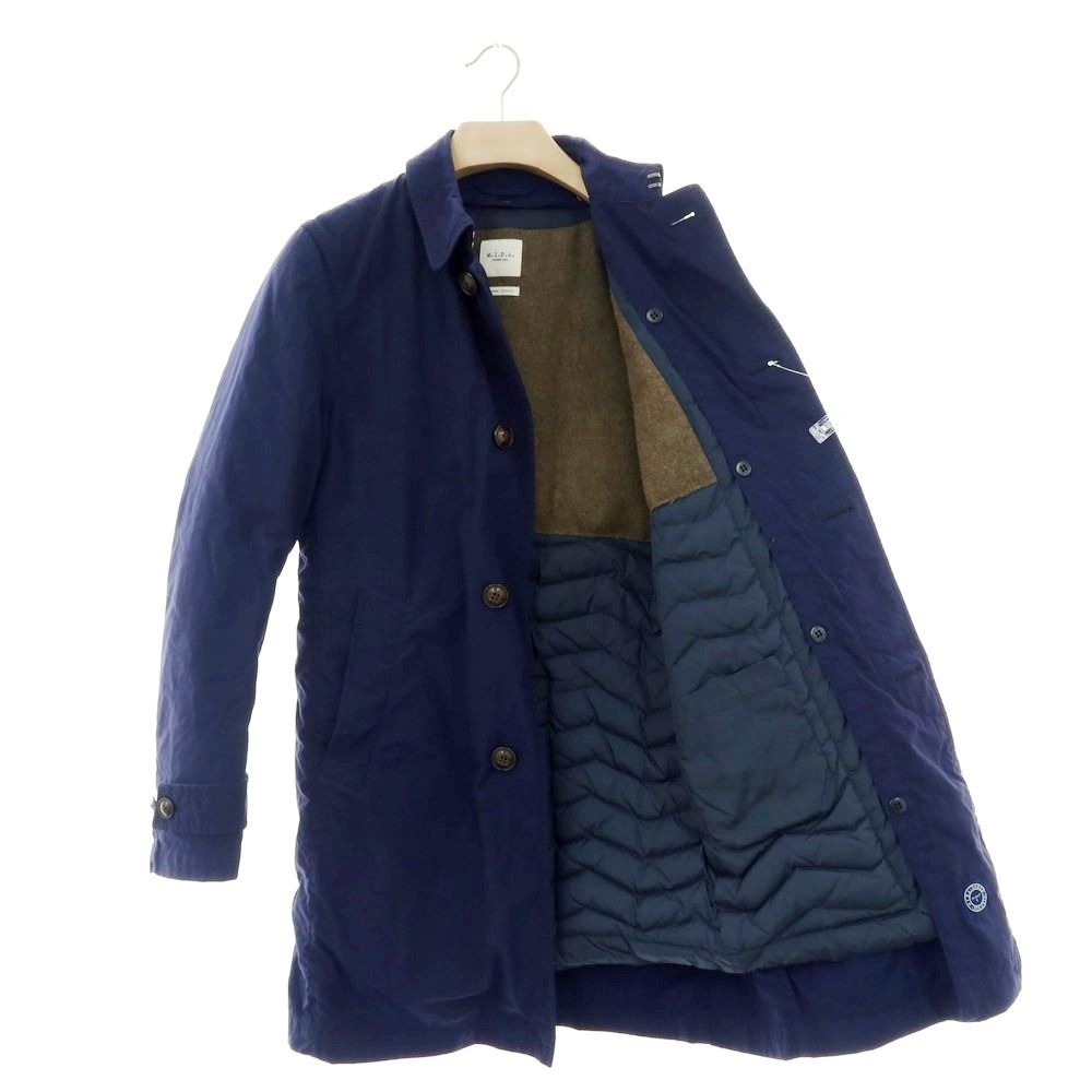 中古】ミダ M.I.D.A. ナイロン ステンカラーダウンコート ネイビー