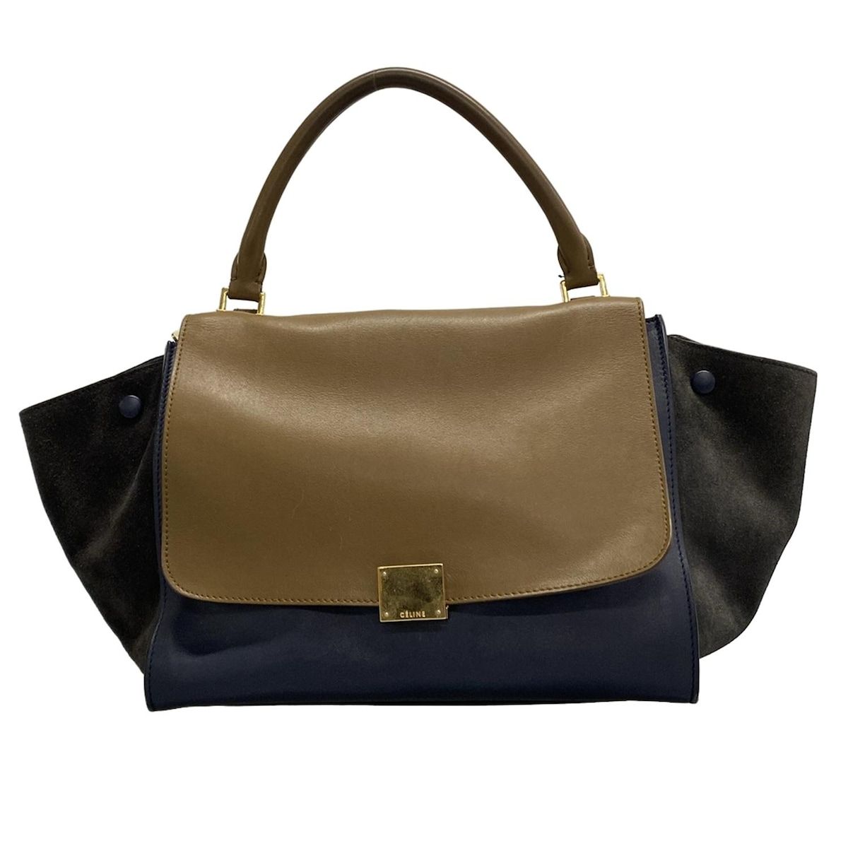 CELINE(セリーヌ) ハンドバッグ トラペーズラージ ネイビー×ベージュ  