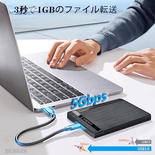 BIGBIGER 500G USB3.0 Type C HDD 2in1外付け ハードディスク 2.5
