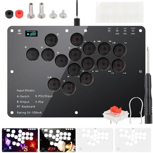 アケコン レバーレス コントローラー 16ボタン?RP 2040搭載?全機種対応?手軽に昇龍発動 ps 4コントローラー レバーレスコントローラー アーケードコントローラー 格闘ゲーム パッド 0遅延 薄 195 295 mm 膝置き ワイドパネル 15 mm静音s