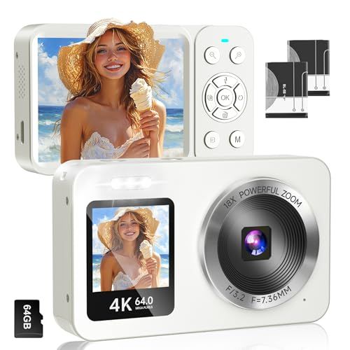 デジタルカメラ 4K 6400万画素 30FPS デジカメ 64GB TFカード付き 自