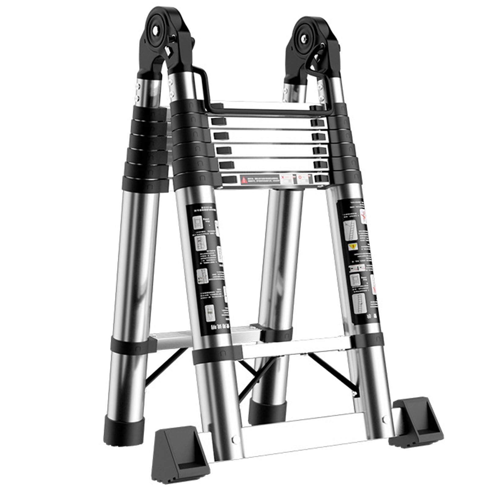 xixi-home 伸縮はしご 耐荷重150 KG 2.5 m 最長5 両用 スライド式 兼用脚立 持ち運びやすい 軽量 折り畳み 伸縮梯子 多機能はしご ステンレス鋼 伸縮自在 ロック付き 滑り止め付き 梯子 室内 室外 業務用 作業 家庭用