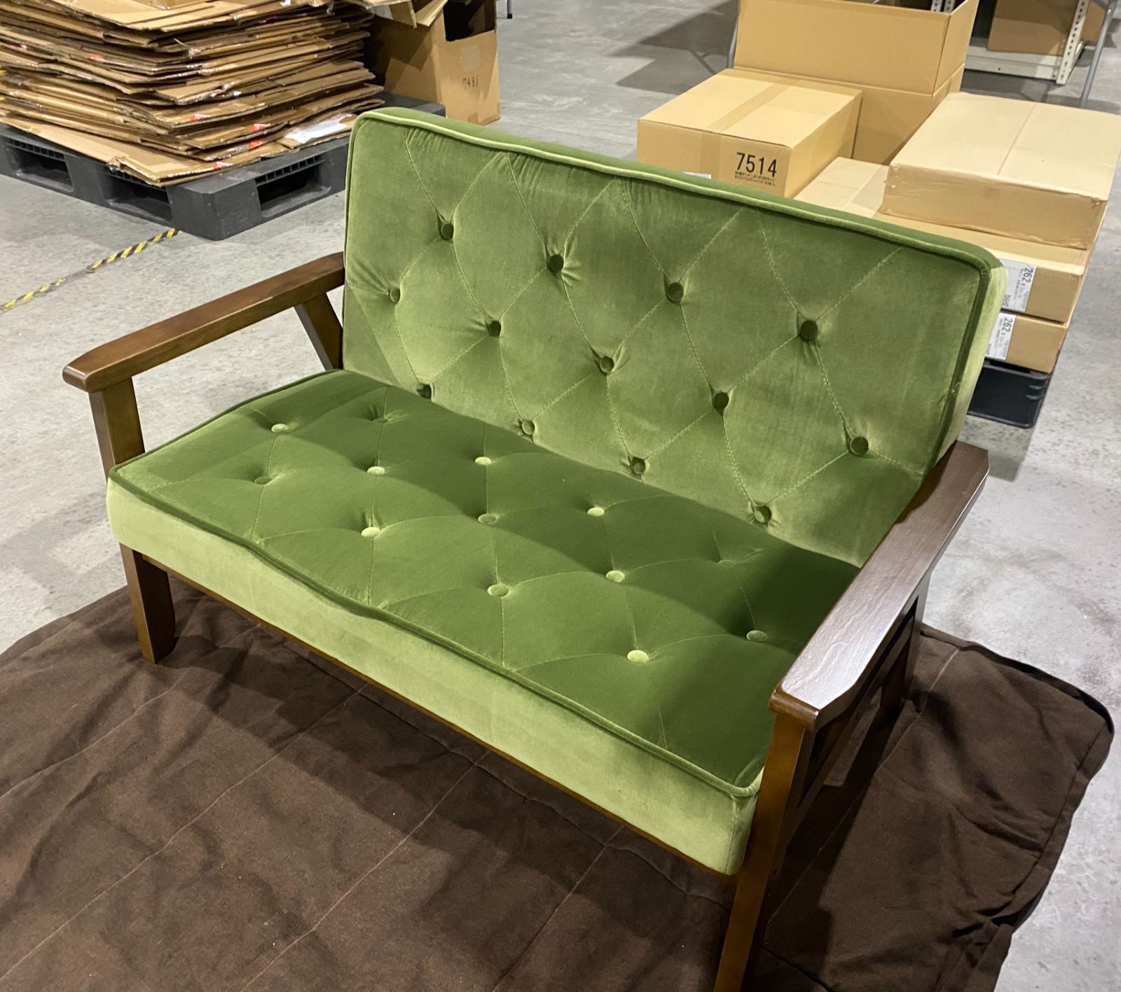 訳アリ アウトレット レトロソファ 二人掛け ファブリック生地 グリー モス 0122 2 vn001 2p ms