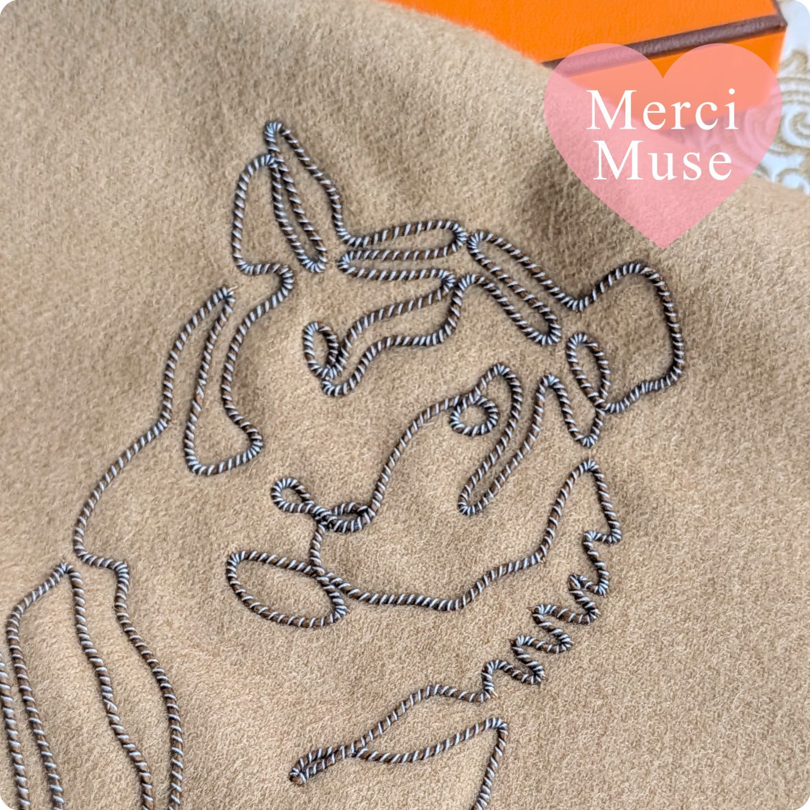 ❤お得なお品❤クリーニング済 王者の虎 刺繍 カシミヤマフラー