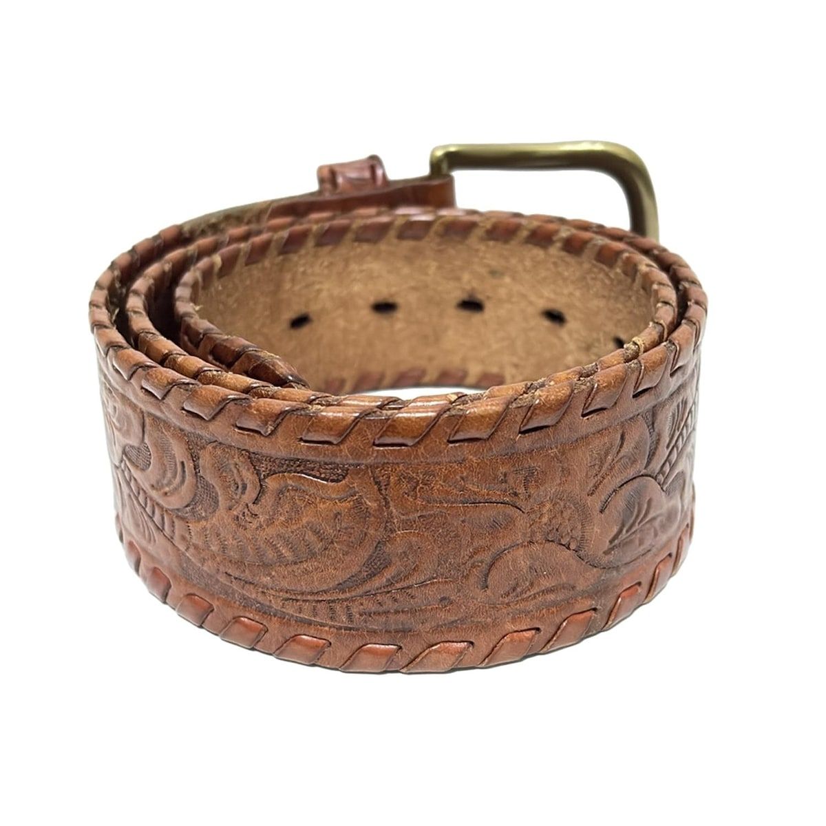 【Ralph Lauren】 激レア　ブラウンレザーベルト ダブルOリング　極太 DOUBLE RL RALPH LAUREN/ダブル アール エル ラルフ ローレン通販