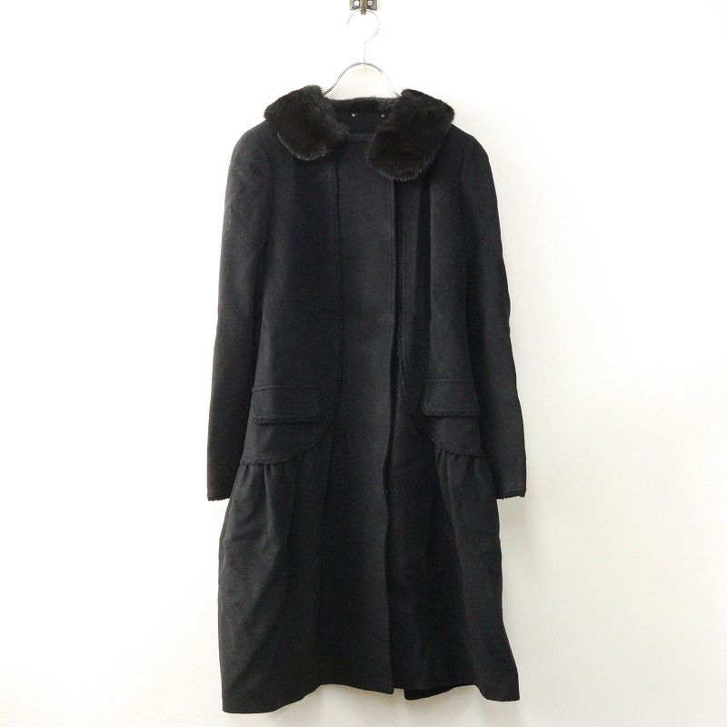 美品 最高級 ルネ Rene ミンクファー衿 ウールアンゴラコート 38 