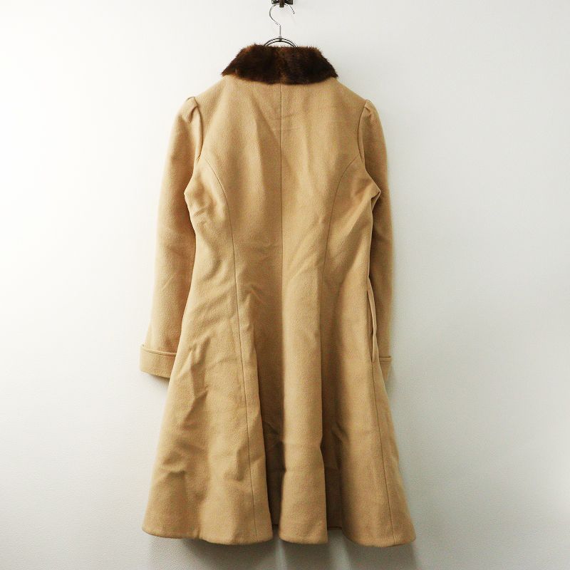 美品 最高級 定価14.8万 ルネ Rene ミンクファー衿 ポンポン付 ウール