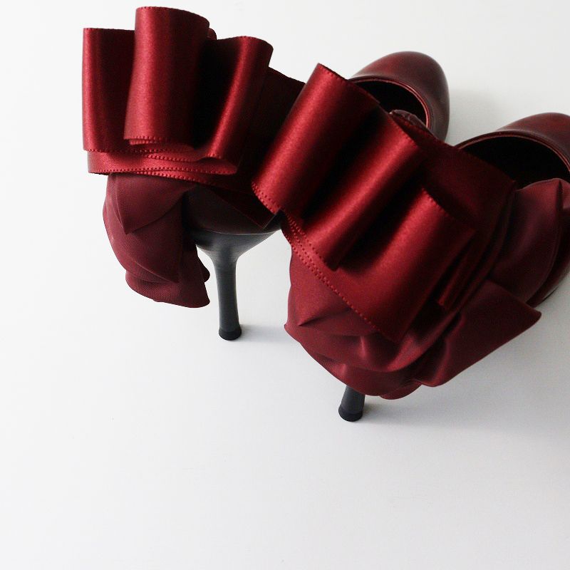 ピッピ Pippi ラッフルリボンパンプス 36.5/23.5cm ワインレッド