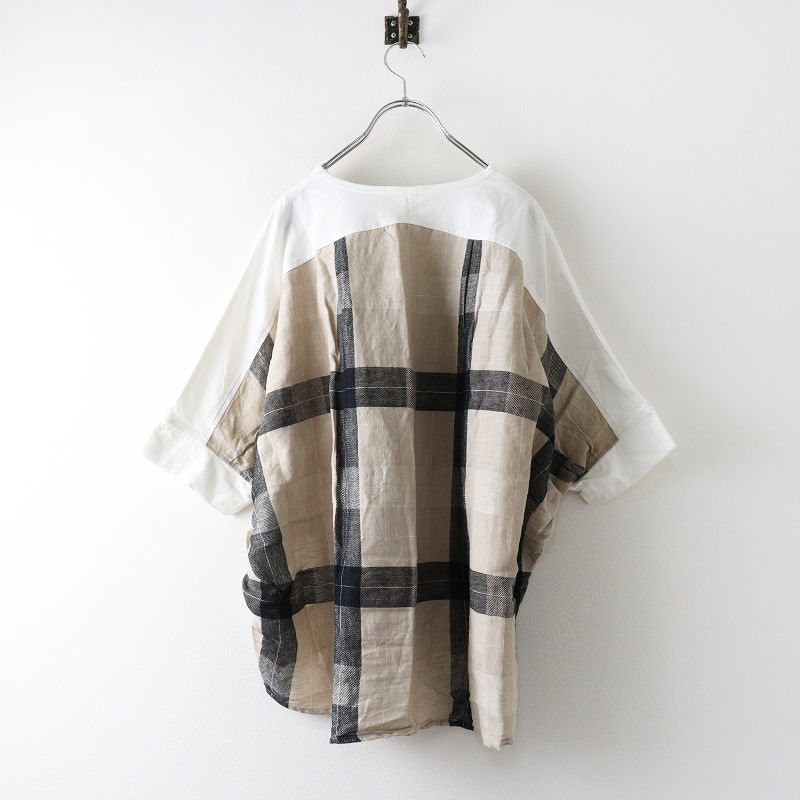 2024SS ビアズリー BEARDSLEY リネンチェックコンビカットソー F
