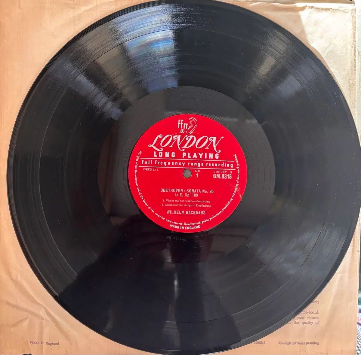 ウィルヘルム・バックハウス ベートーヴェン ソナタ等　LPレコード LP レコード バックハウスのベートーヴェン/ピアノソナタ第12、18番 英