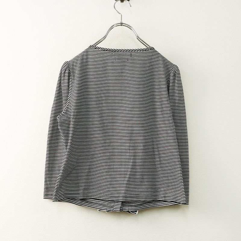 ルネ Rene Relax ボーダーフリルカーディガン 38＼ブラック ホワイト