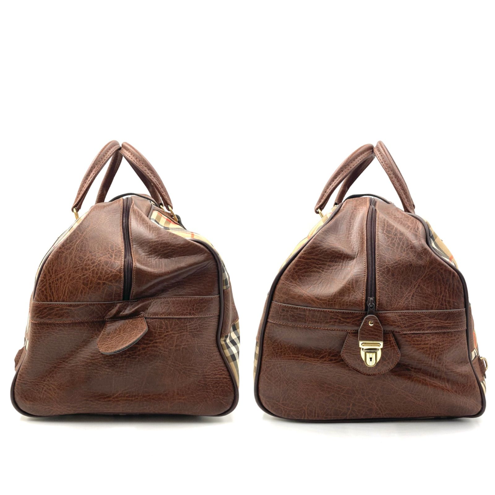 Burberry バーバリー ノバチェック×シャドーホース 大型ボストンバッグ