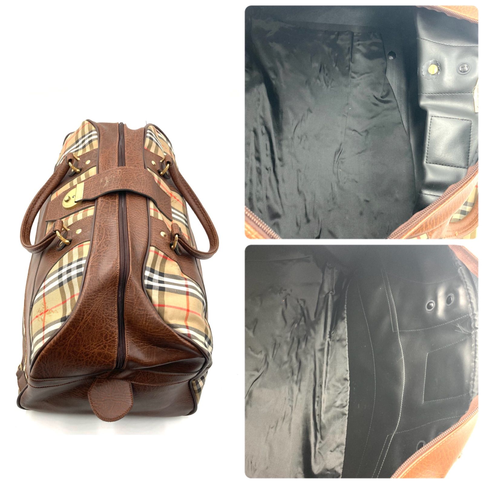 Burberry バーバリー ノバチェック×シャドーホース 大型ボストンバッグ