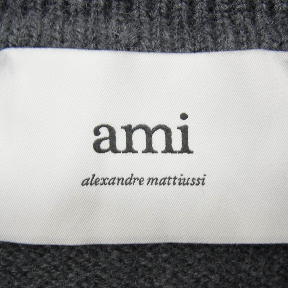 AMI PARIS アミパリス UPL409.018 Ami De Coeur メリノウールフェルト ニット ポロシャツ グレー系 M【中古】 AMI PARIS アミパリス UPL409.018 Ami De Coeur メリノウールフェルト