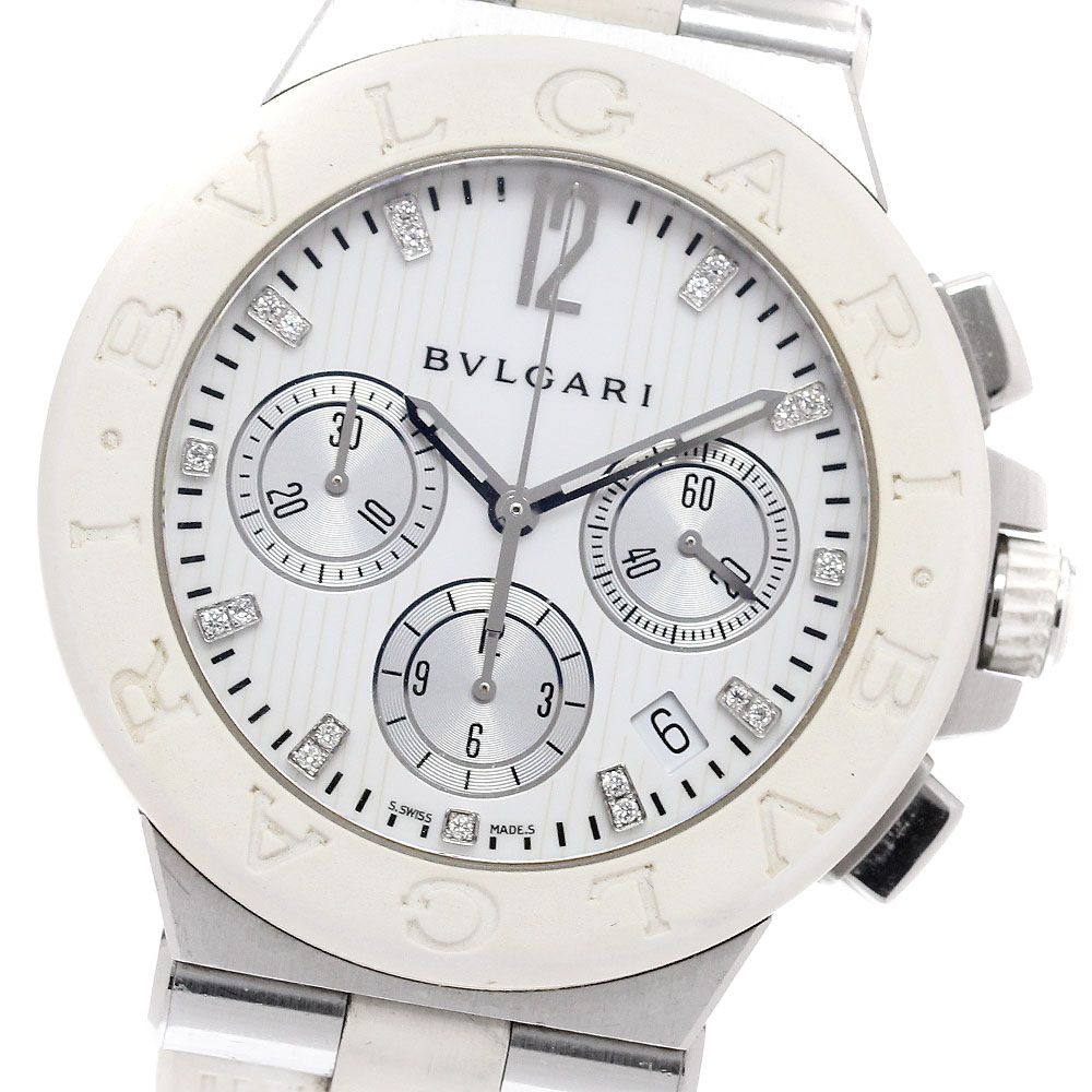 ブルガリ BVLGARI DG40SCH ディアゴノ 19Pダイヤ 自動巻き メンズ 箱 保証書付き_938242