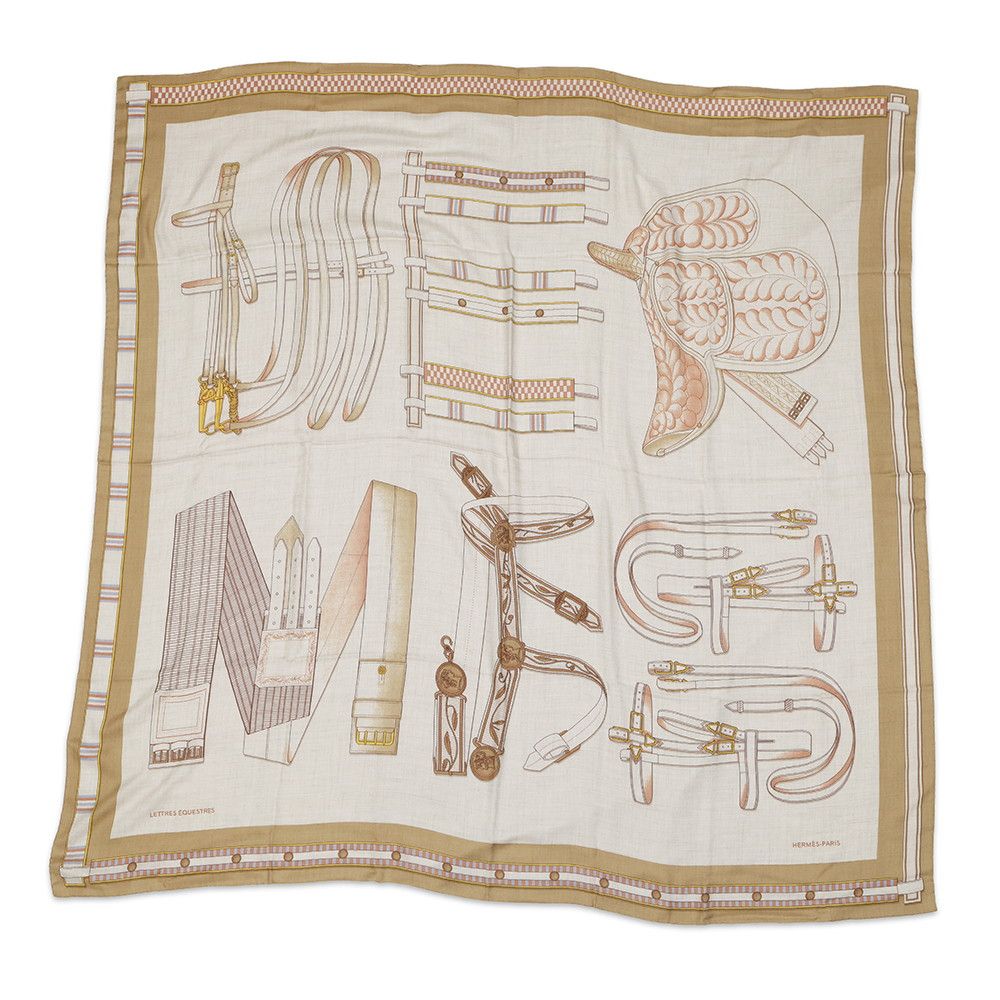 エルメス ストール カレ140 カレジェアン レトル・エケストル カシミヤ