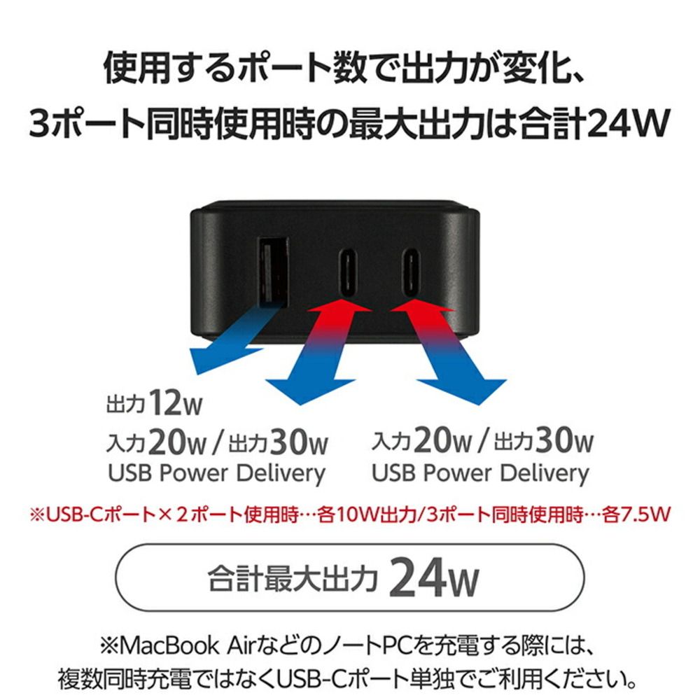 エレコム 残量表示 高出力 モバイルバッテリー DE-C51L-10000BK 10000mAh 3 黒P_2