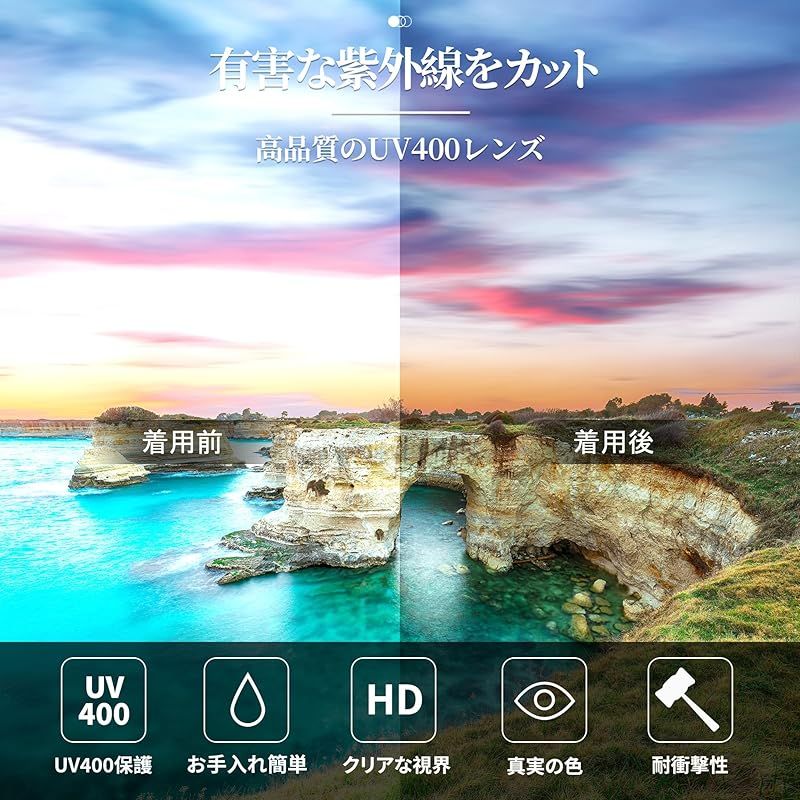 FEISEDY] サングラス レディース メンズ UV400 紫外線カット 丸型