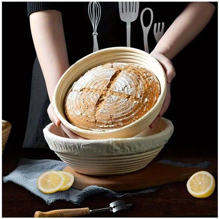 天然ラタン製 丸型発酵かご