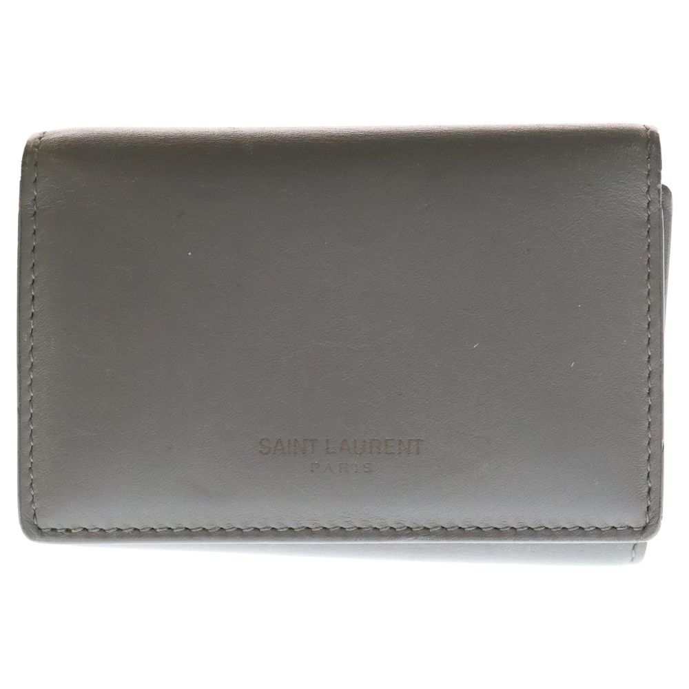 SAINT LAURENT グレー レザー キーケース SAINT LAURENT PARIS (サンローランパリ) レザー キーケース グレー
