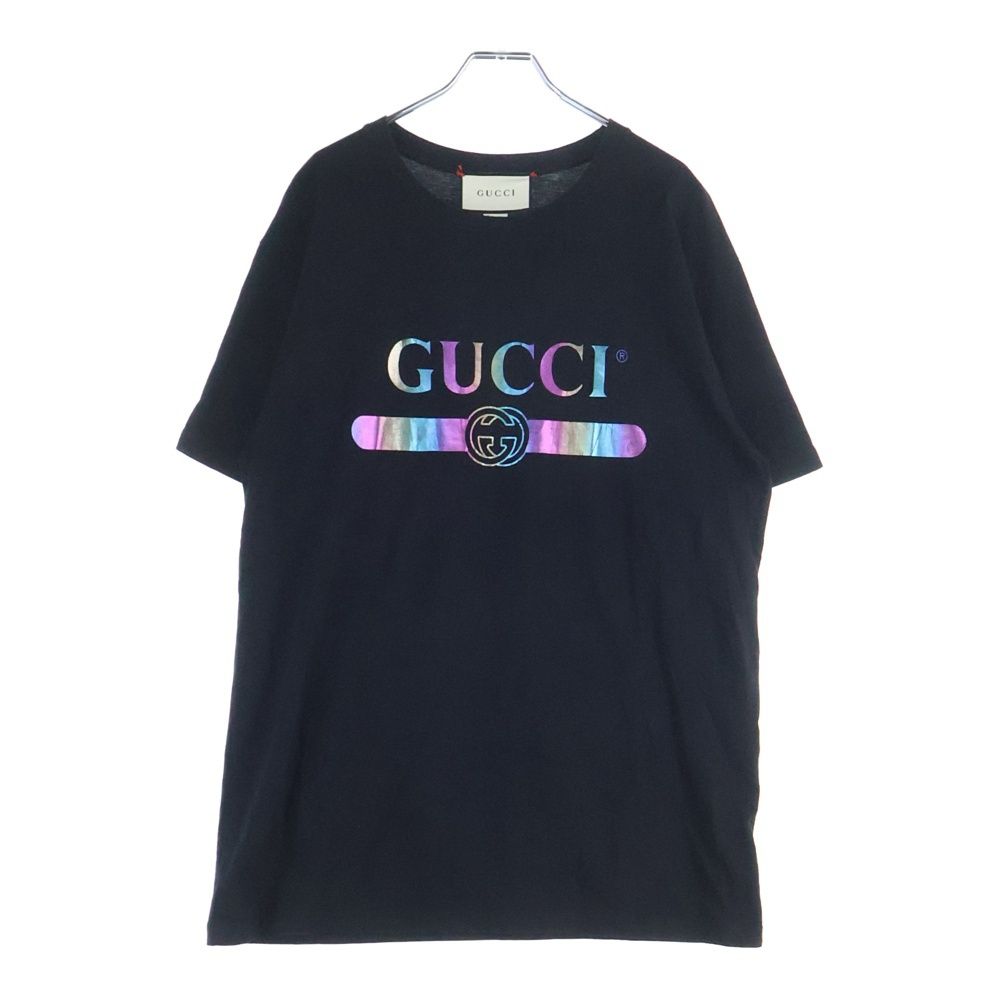 GUCCI (グッチ) レインボーロゴ 半袖Tシャツ ブラック 548334 【公式通販】