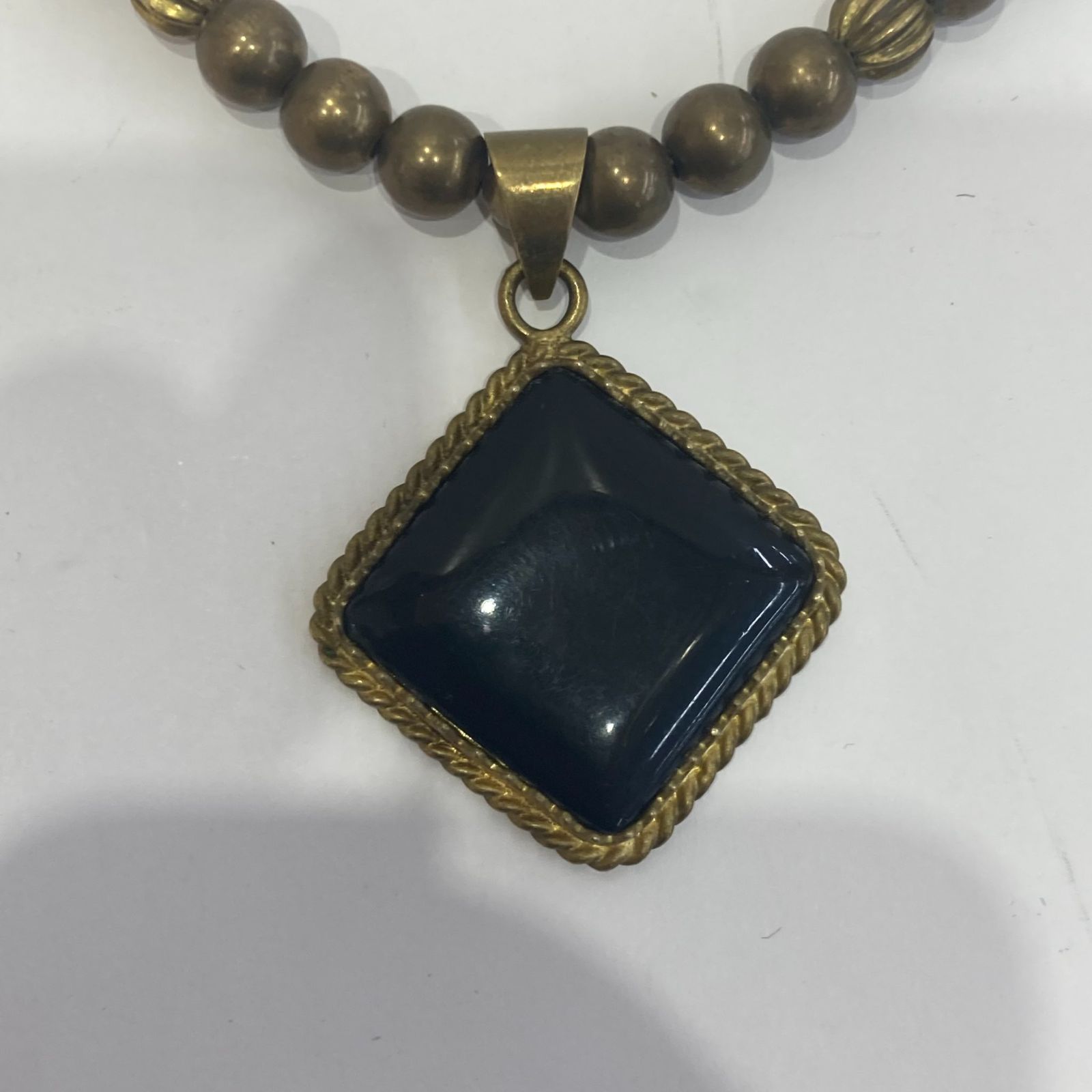 CALEE JEWELRY BEADS ONYX NECKLACE BRASS キャリー ネックレス