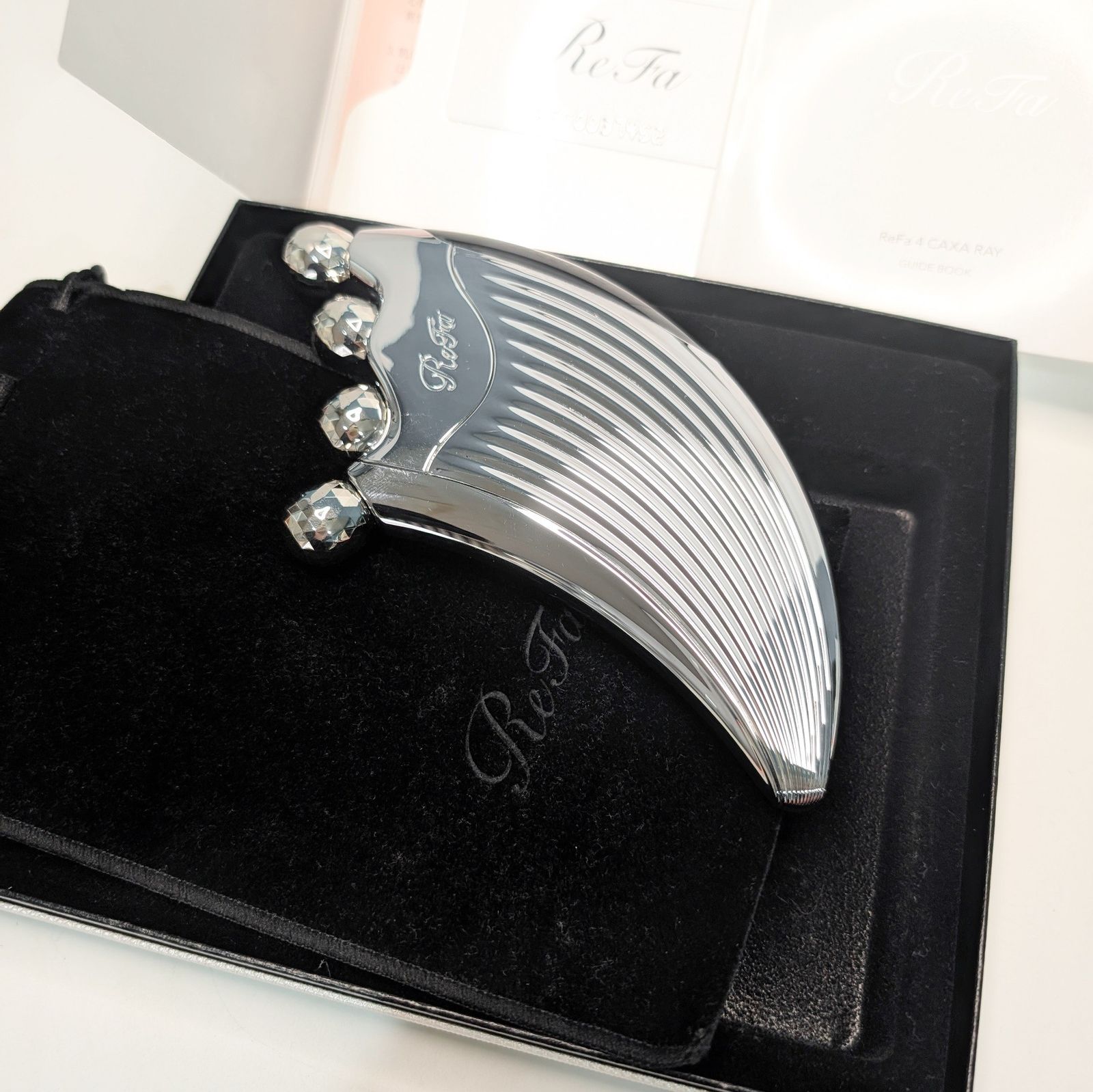 【美品】効果有! ReFa 美顔ローラー カッサ/シルバー 4ボール　専用袋付き 美品 ReFa 美顔ローラー カッサ シルバー 4ボール 専用袋 ギャランティ