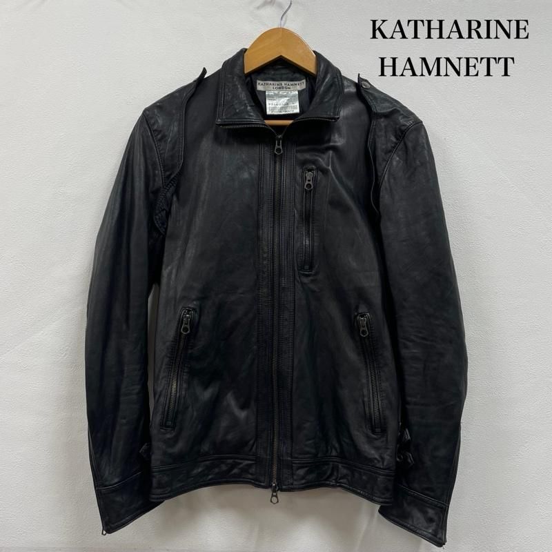 キャサリンハムネットロンドン レザー ブルゾン 革ジャン ラム ダブル