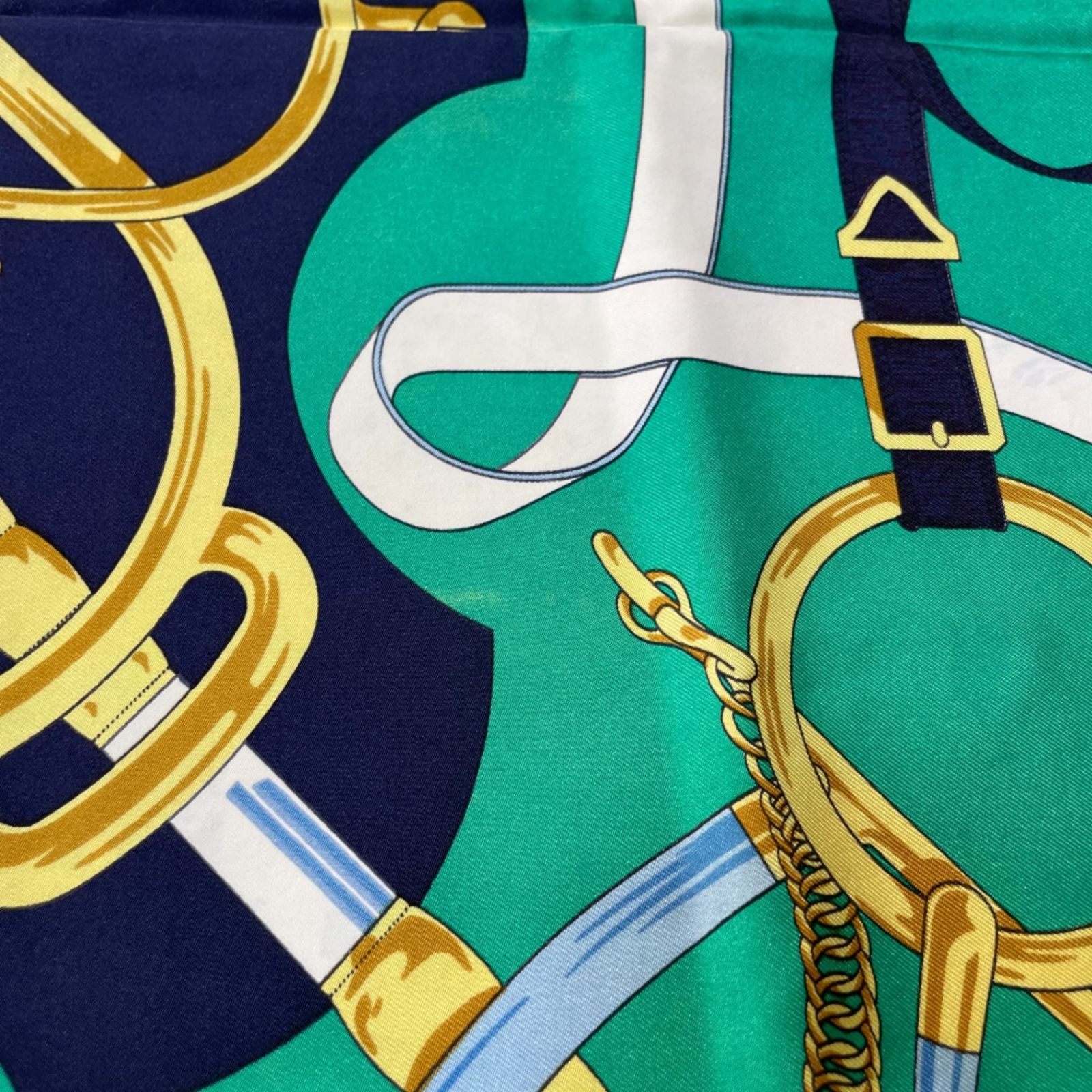 2511-335｜美品｜エルメス カレ 90 スカーフ シルク ネイビー エルメス