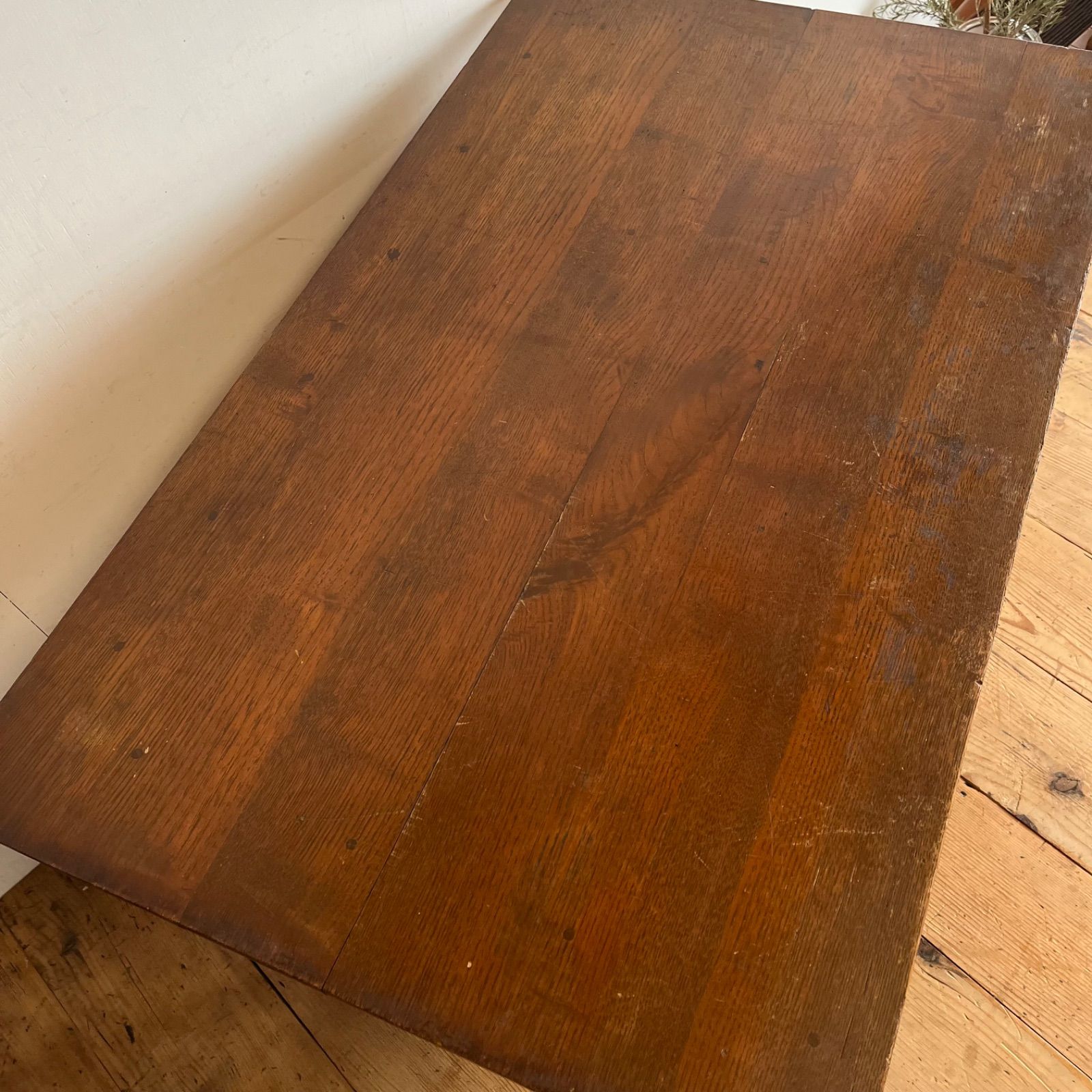 アンティーク テーブル デスク 机 片袖机 ブラウン レトロ y557 - メルカリ