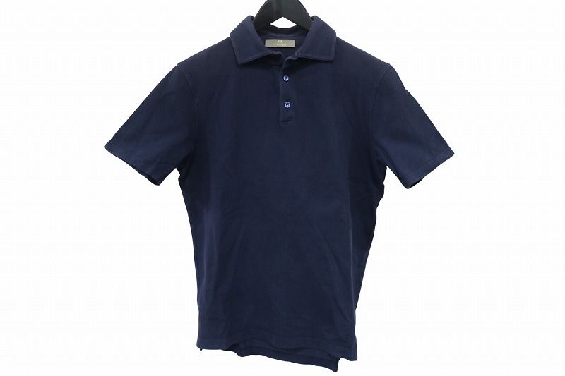 クルチアーニ cruciani ポロシャツ 半袖 鹿の子 コットン 綿 ネイビー