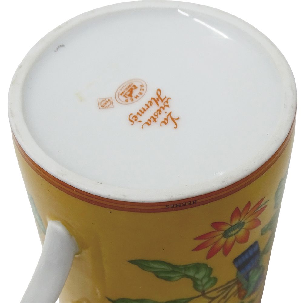 エルメス HERMES マグカップ レディース メンズ ブランド La Siesta Hermes シエスタ 陶磁器 イエロー 黄色 コップ おしゃれ 鳥 花 フラワー 【中古】 エルメス HERMES マグカップ レディース メンズ ブランド La Siesta