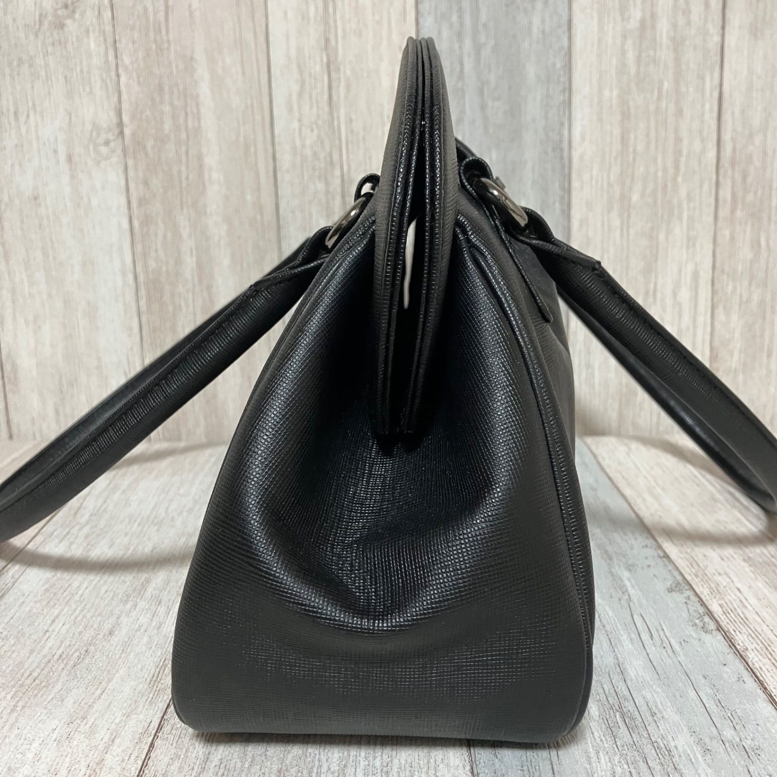 美品　濱野　HAMANO ハマノ ブラック クロコダイル　ハンドバッグ 金具 HAMANO 濱野皮革工藝 クロコダイル ブラック ゴールド金具 ハンドバッグ