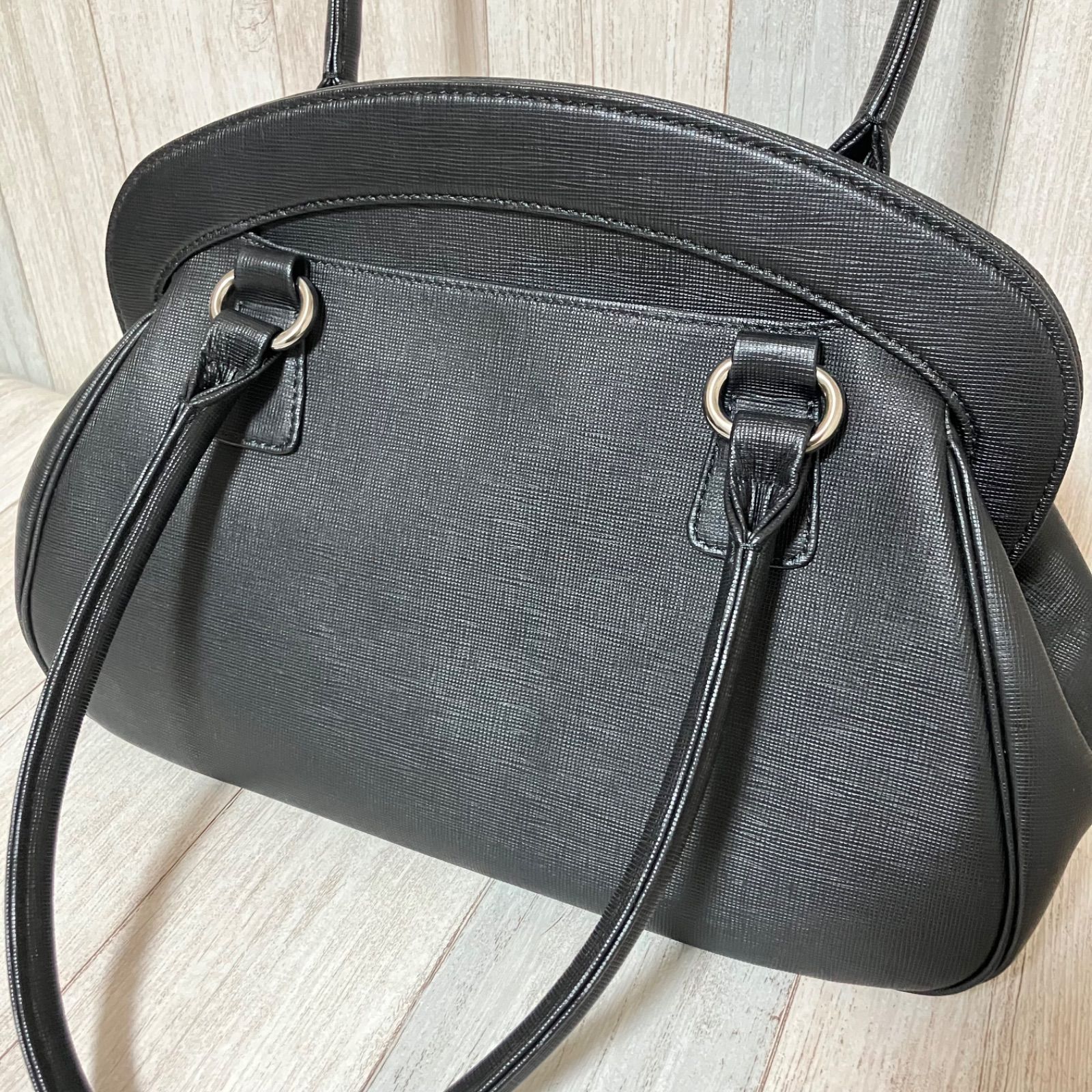 美品　濱野　HAMANO ハマノ ブラック クロコダイル　ハンドバッグ 金具 濱野皮革工藝/HAMANO - ⚫︎濱野 HAMANO ロイヤルモデル クロコダイル