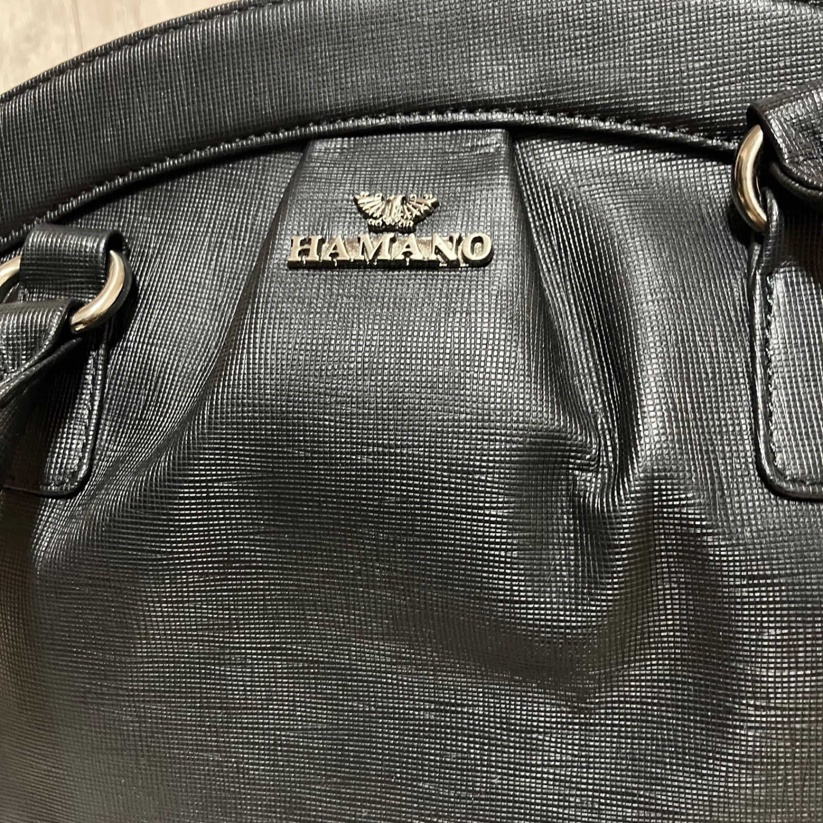 極美品 【 HAMANO 】 ハマノ 濱野 ハンドバッグ ロゴ金具 マグネット
