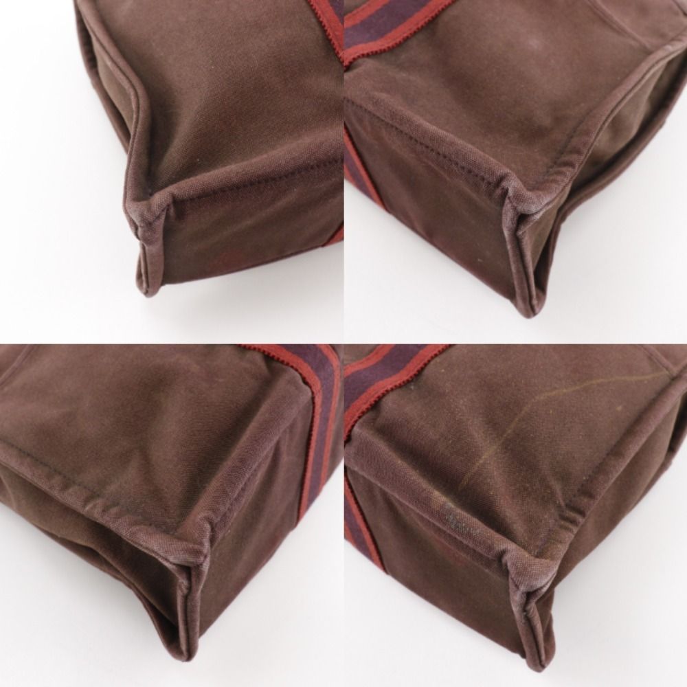 HERMES】エルメス サックフールトゥMM コットンキャンバス 茶 ユニ  