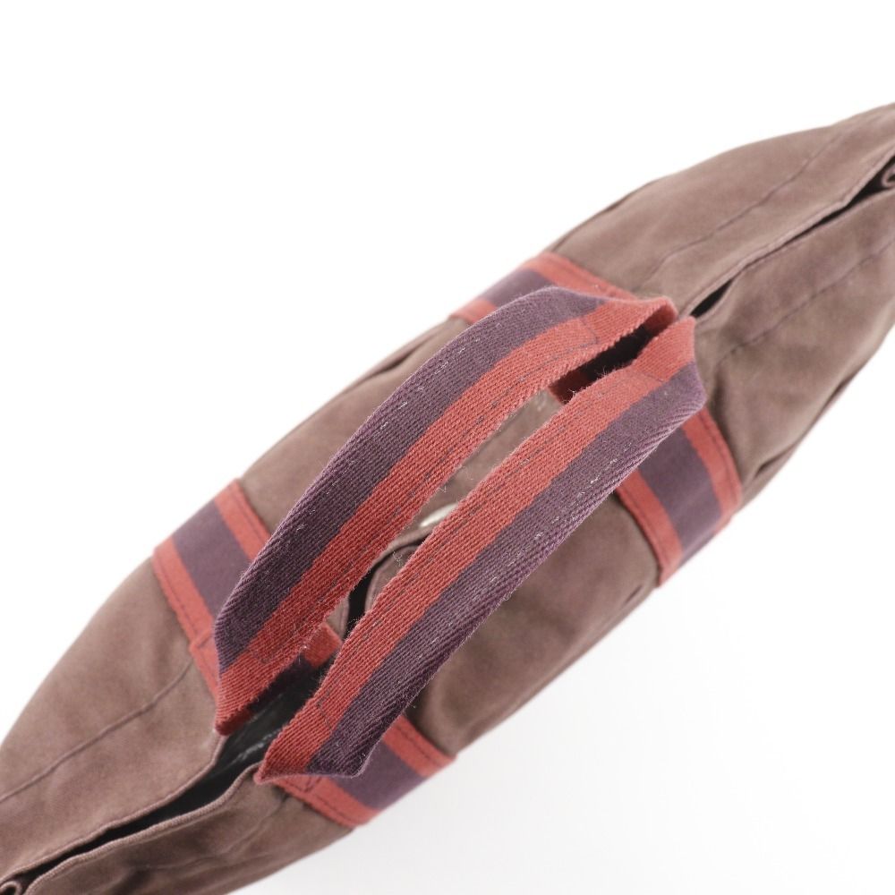 HERMES】エルメス サックフールトゥMM コットンキャンバス 茶 ユニ  