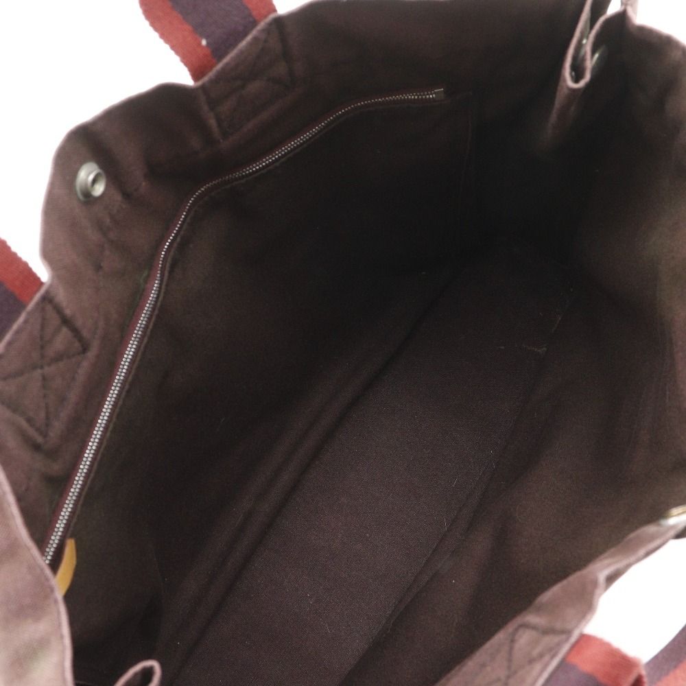 HERMES】エルメス サックフールトゥMM コットンキャンバス 茶 ユニ  