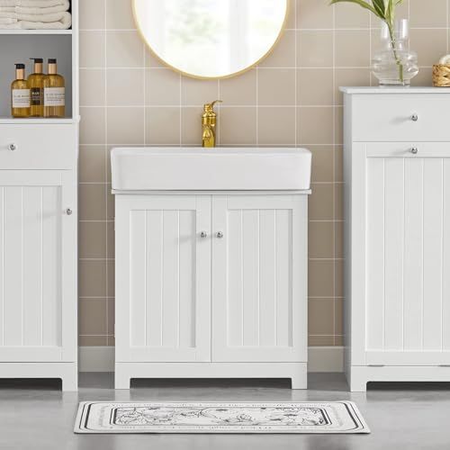 SoBuy 洗面台 洗面化粧台 洗面台下収納 幅60*奥行30*高さ60 cm バスルーム下収納 収納 キャビネット 洗面所 BZR 18-W|洗面ボールは付属されてない 別途でご ください m 1727 ce 1 f