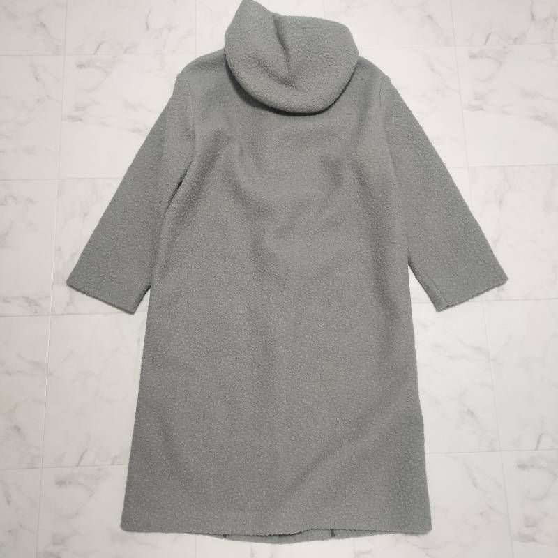 Theory セオリー ボアダッフルコート グレー サイズP フード付き